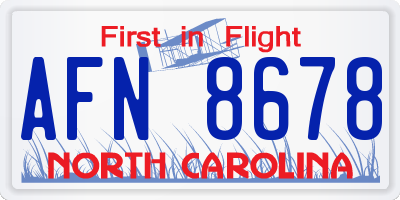 NC license plate AFN8678