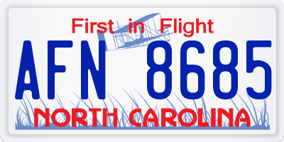 NC license plate AFN8685