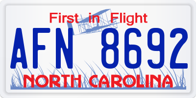 NC license plate AFN8692