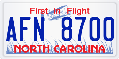 NC license plate AFN8700
