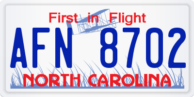 NC license plate AFN8702