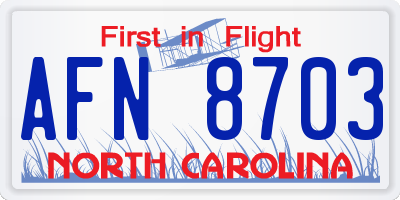 NC license plate AFN8703
