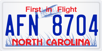 NC license plate AFN8704