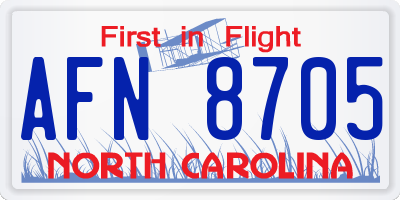 NC license plate AFN8705