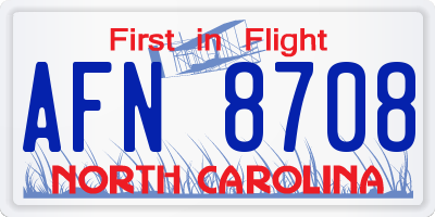 NC license plate AFN8708