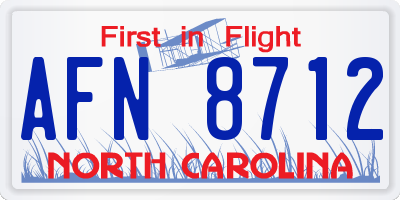 NC license plate AFN8712