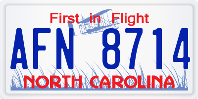 NC license plate AFN8714