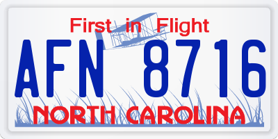 NC license plate AFN8716
