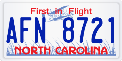 NC license plate AFN8721
