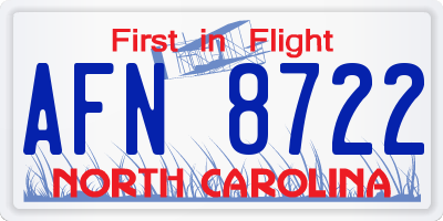NC license plate AFN8722