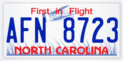 NC license plate AFN8723