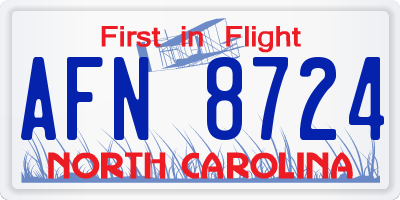 NC license plate AFN8724