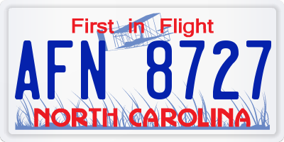 NC license plate AFN8727