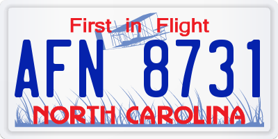 NC license plate AFN8731