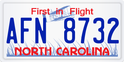NC license plate AFN8732