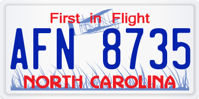 NC license plate AFN8735