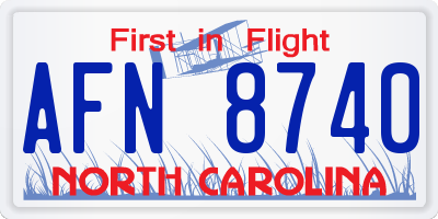 NC license plate AFN8740