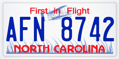 NC license plate AFN8742