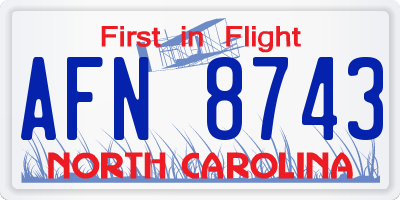 NC license plate AFN8743