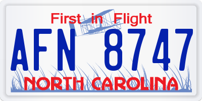 NC license plate AFN8747