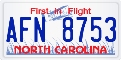 NC license plate AFN8753