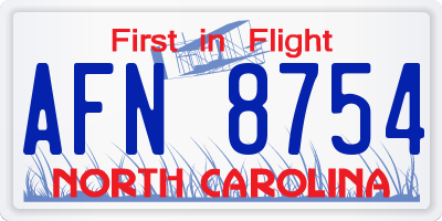 NC license plate AFN8754