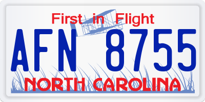 NC license plate AFN8755