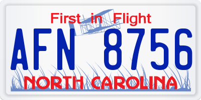 NC license plate AFN8756