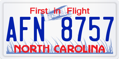 NC license plate AFN8757