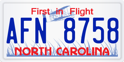 NC license plate AFN8758