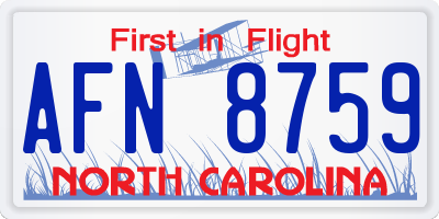 NC license plate AFN8759