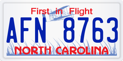 NC license plate AFN8763
