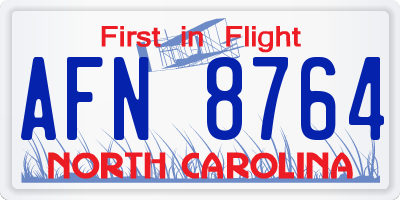 NC license plate AFN8764