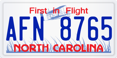 NC license plate AFN8765