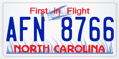 NC license plate AFN8766