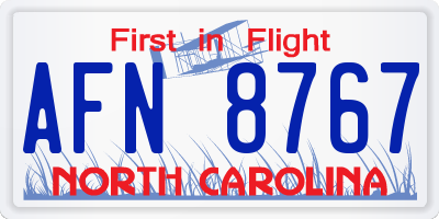NC license plate AFN8767