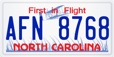 NC license plate AFN8768