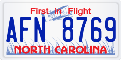 NC license plate AFN8769
