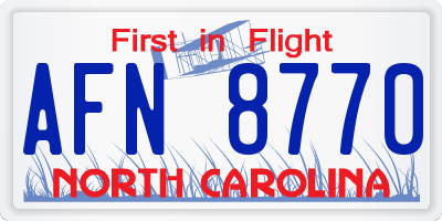 NC license plate AFN8770