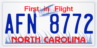 NC license plate AFN8772