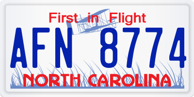 NC license plate AFN8774