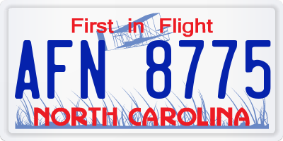 NC license plate AFN8775