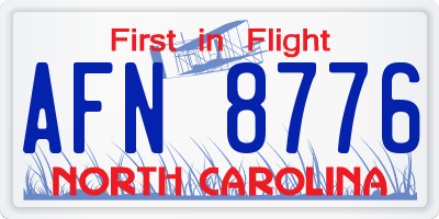 NC license plate AFN8776