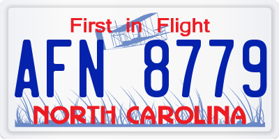 NC license plate AFN8779