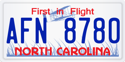 NC license plate AFN8780