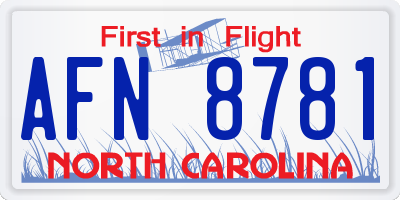 NC license plate AFN8781