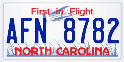 NC license plate AFN8782