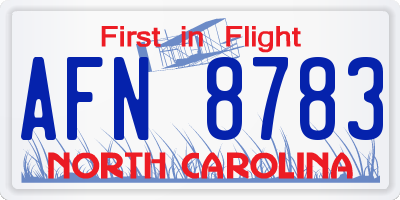 NC license plate AFN8783