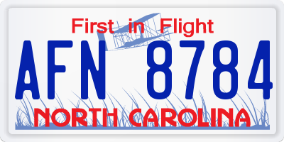 NC license plate AFN8784