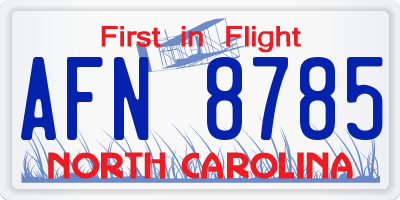 NC license plate AFN8785